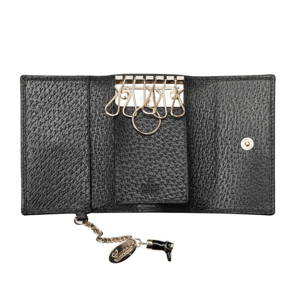 Gucci GG Canvas 6-ring Key Case 154184 Black Leather Women's GUCCI - Picture 6 of 9